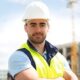 View of an attractive worker on a construction site